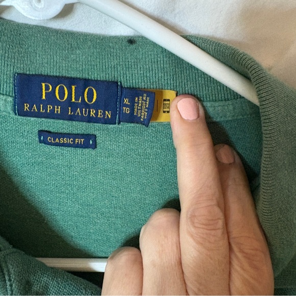 Ralph Lauren Green Polo Shirt Classic Mens 100% Cotton Shirt Green Size XL - Picture 3 of 5